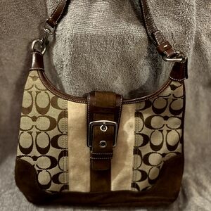 Brown and Tan Designer Shoulder Bag